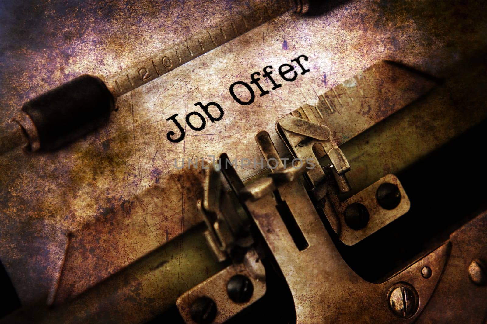 Job offer text on vintage typewriter