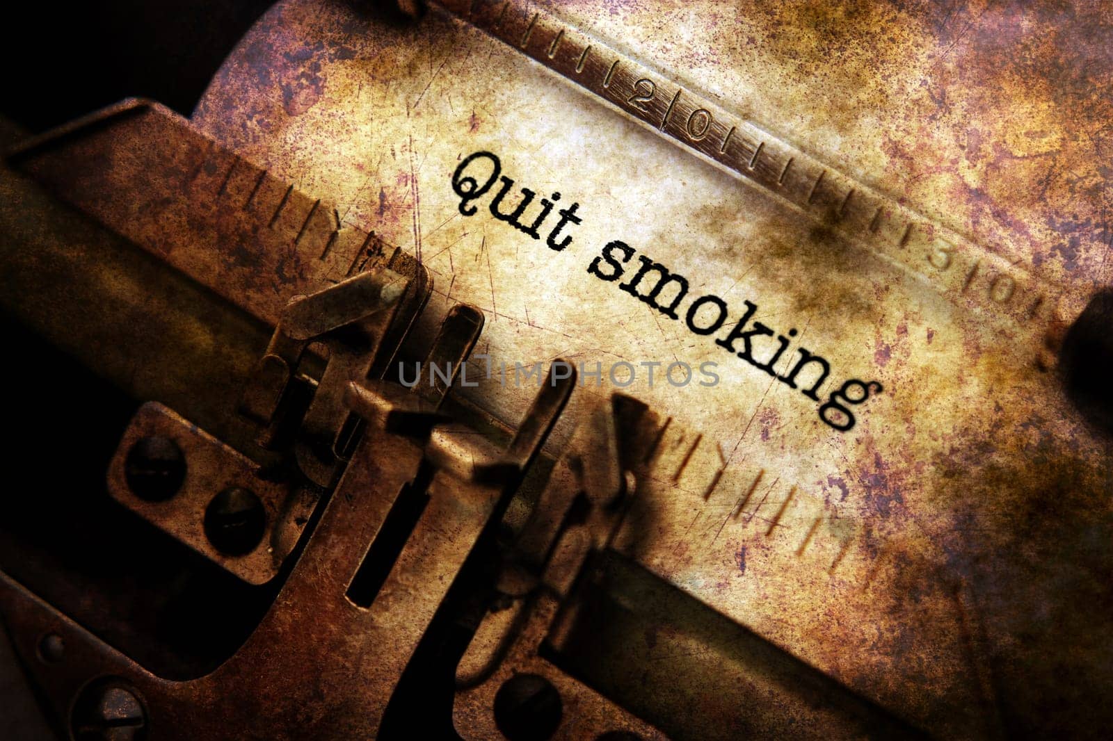 Quit smoking text on typewriter