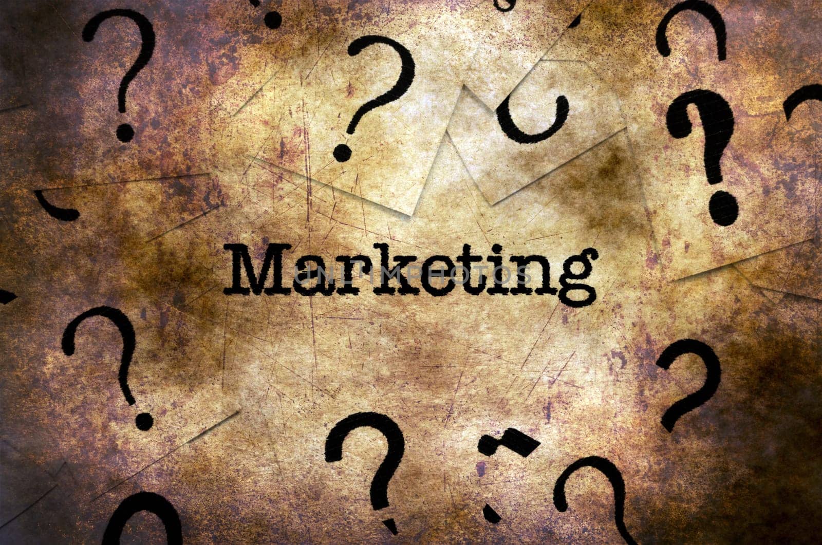 Marketing and question marks grunge concept