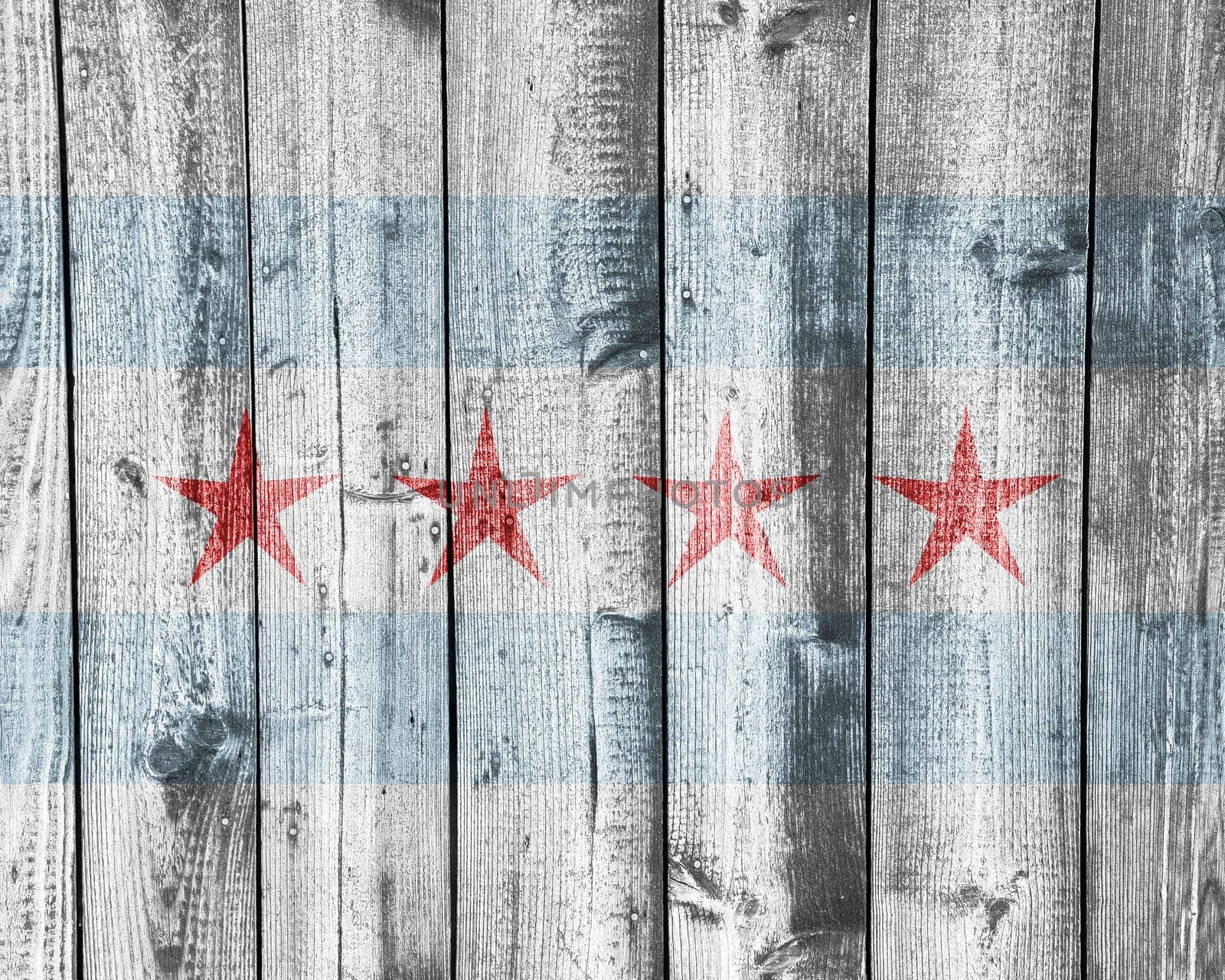 Flag of Chicago on old wooden wall