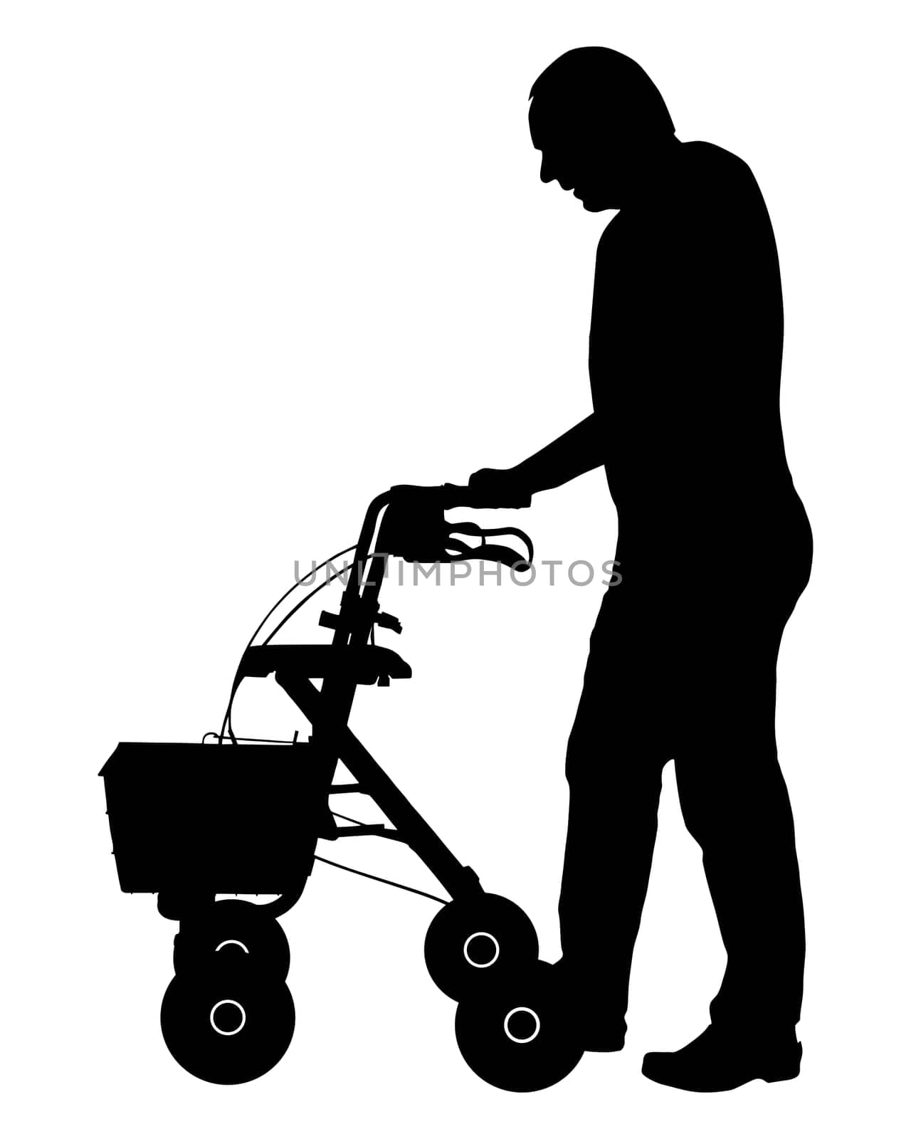 Mann mit  Rollator