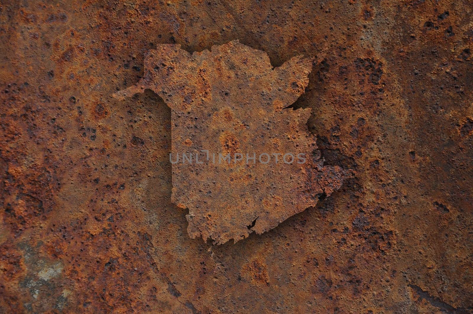 Map of New Brunswick on rusty metal