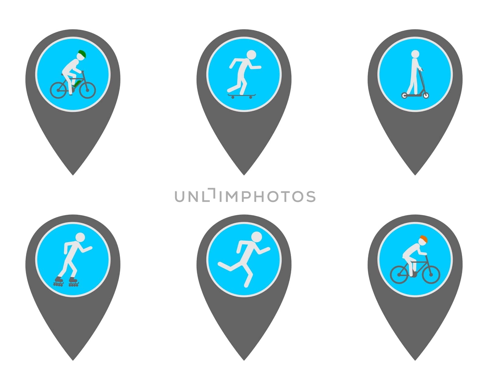 Pins mit Symbolen zum Reisen