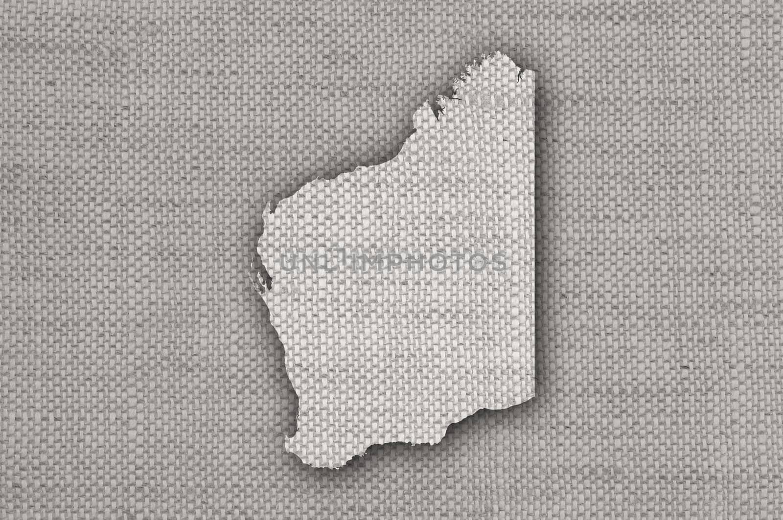 Map of Western Australia on old linen