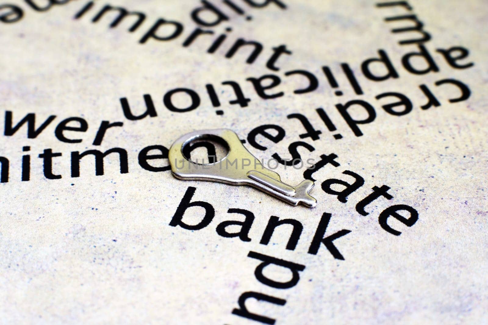 Close up of key on bank concept
