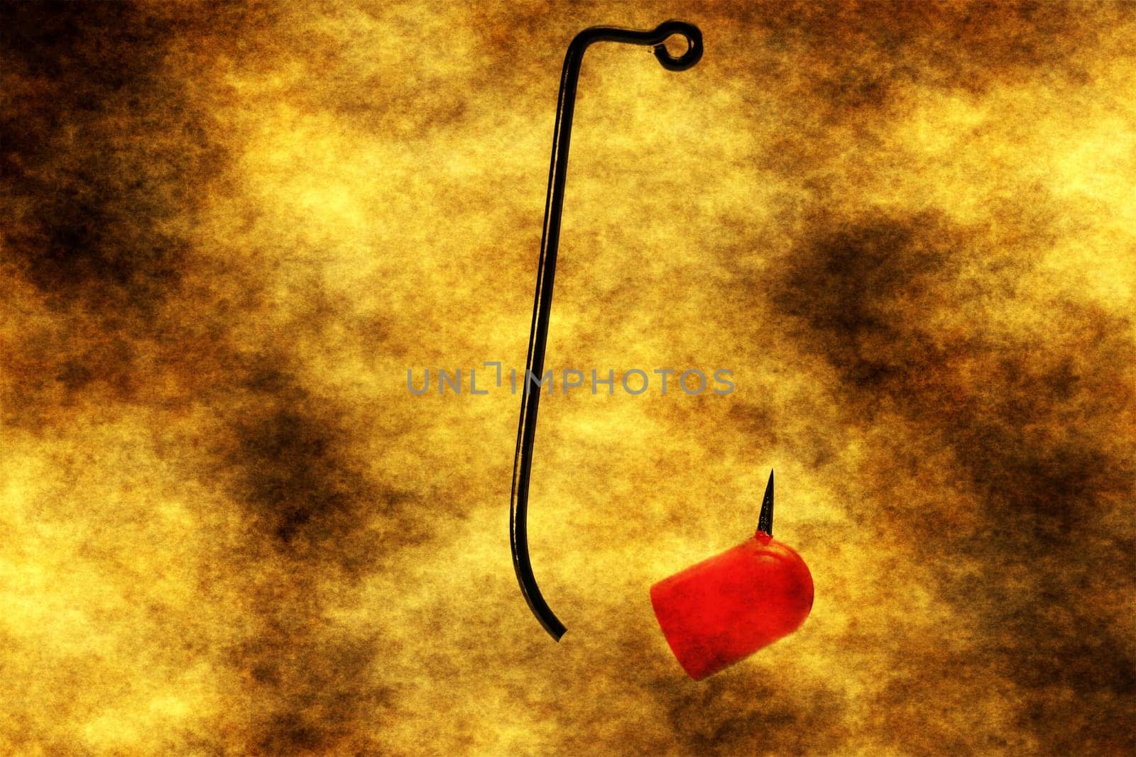 CLose up of pill on hook