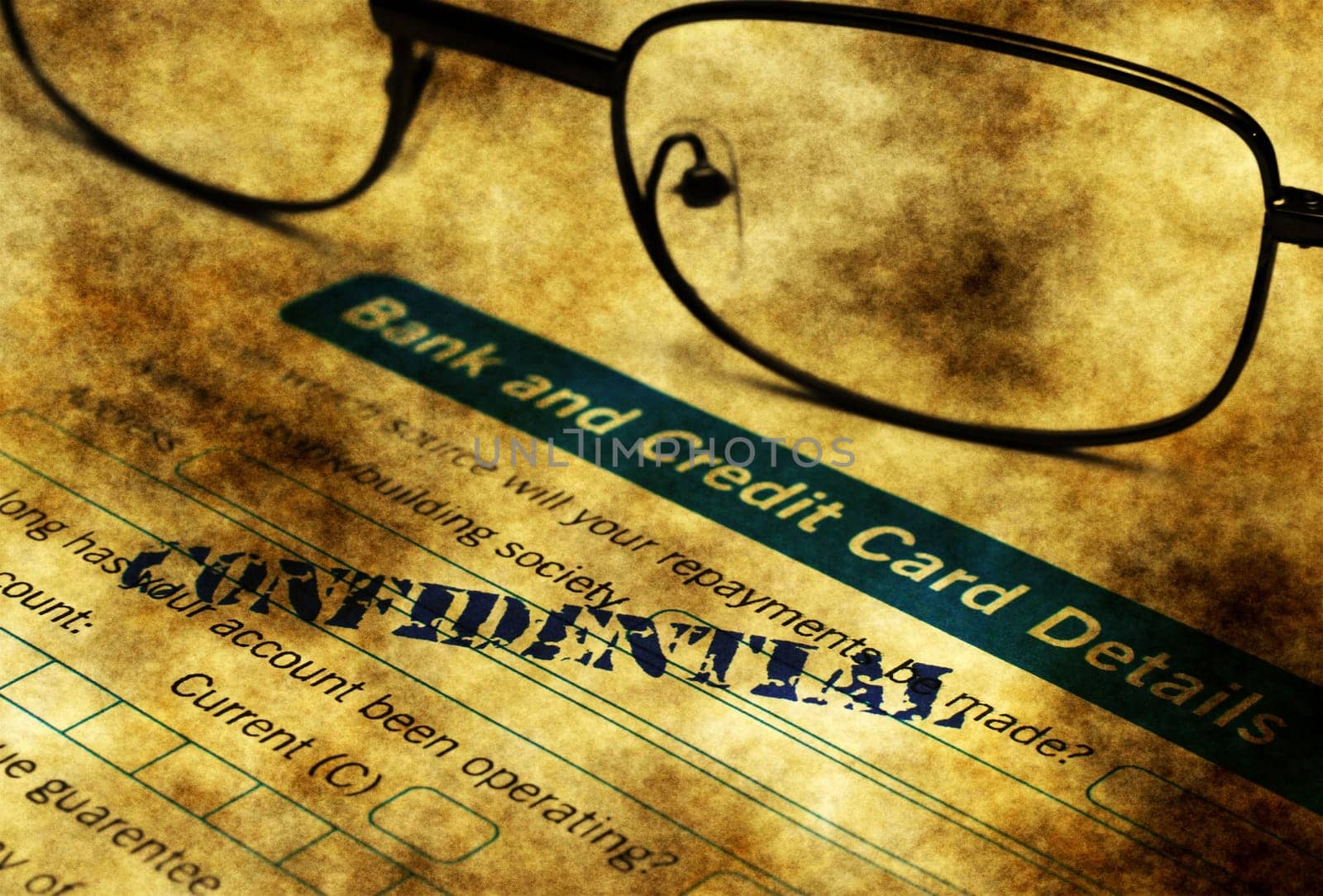 Bank and credit card application grunge concept