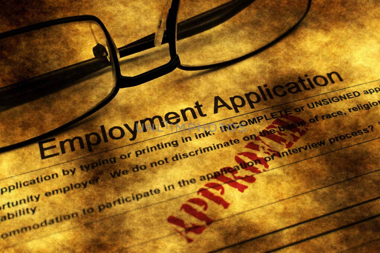 Employment application grunge concept