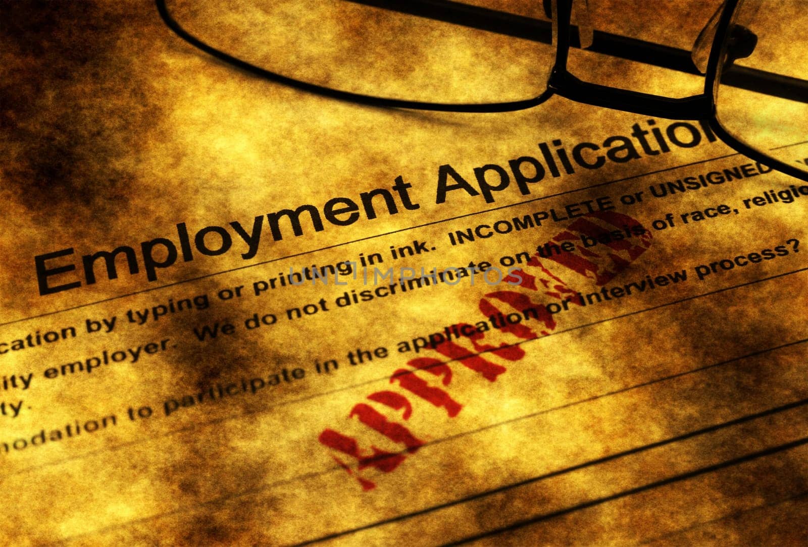 Employment application grunge concept