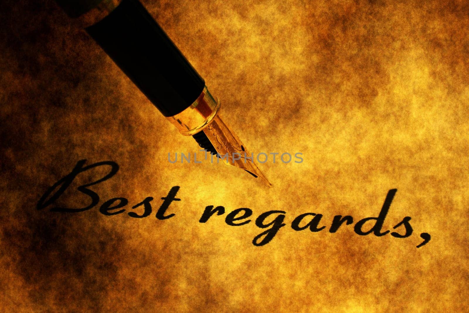Fountain pen on best regards text