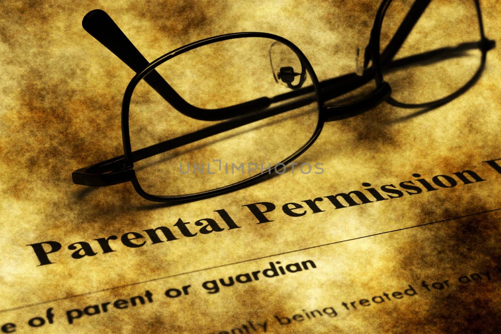 Parental permission form grunge concept