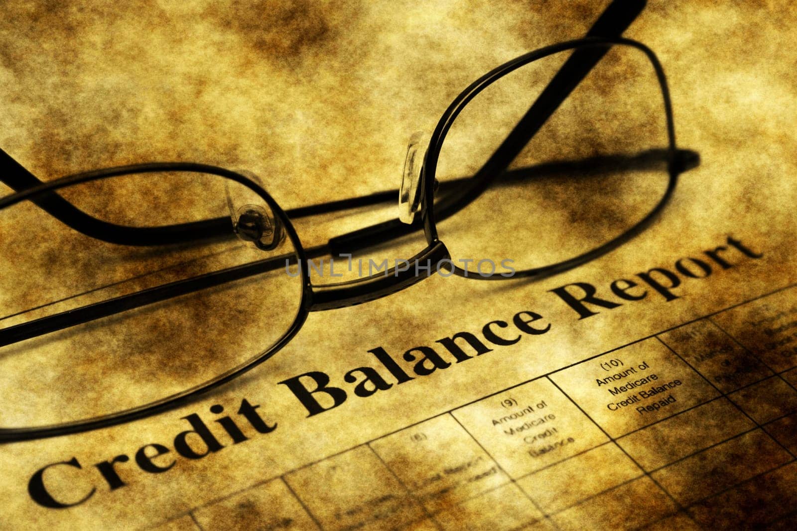 Credit balance report grunge concept