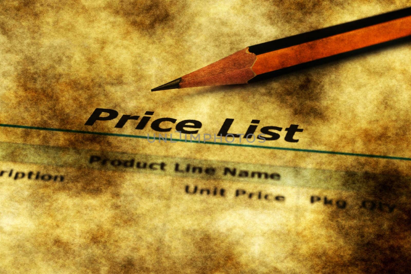 Pen on Price list grunge concept
