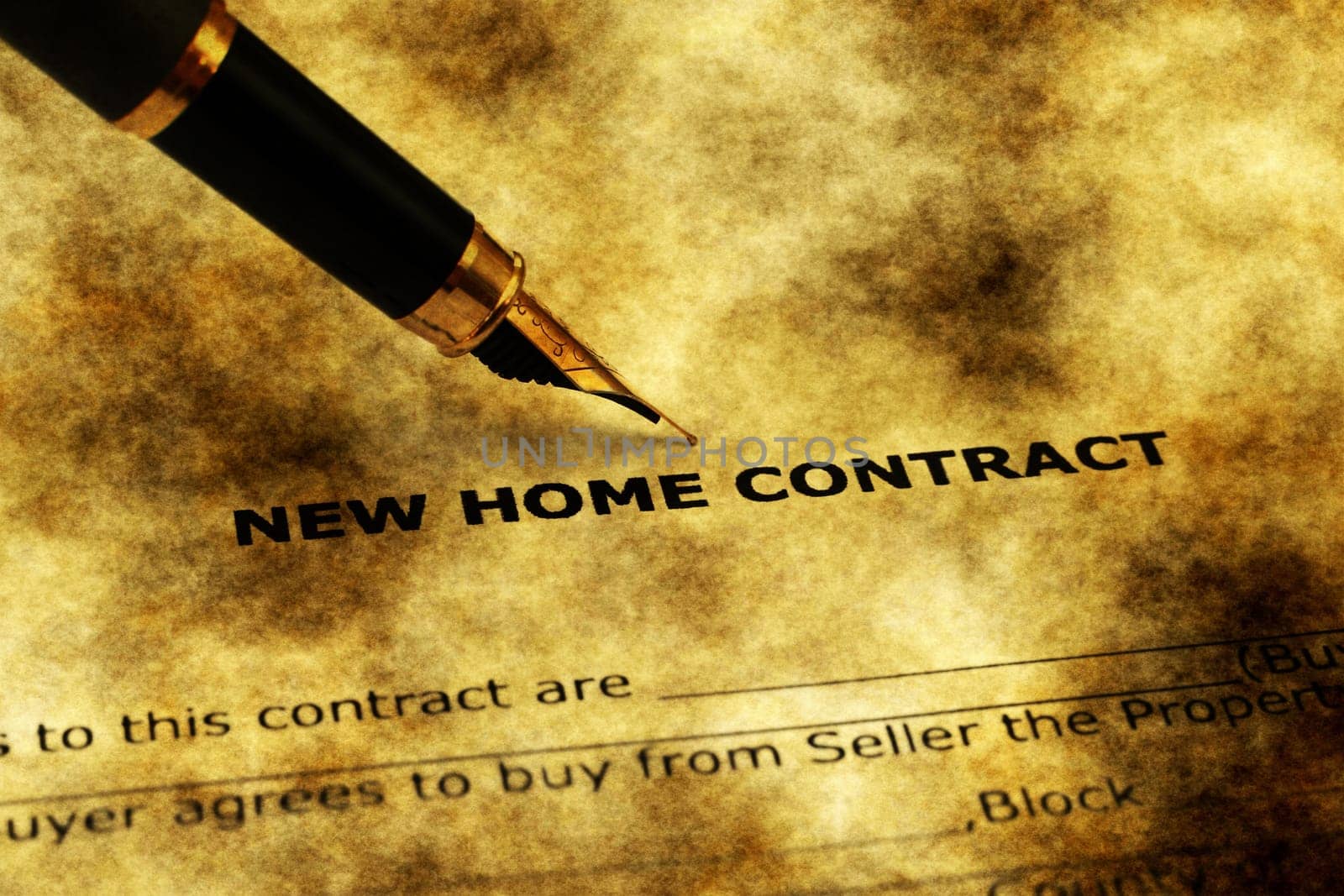 New home contract form grunge concept