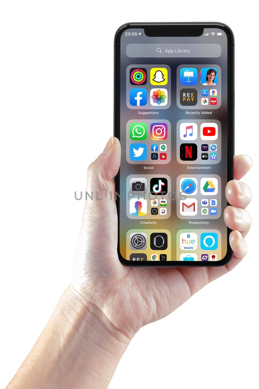 San Francisco, California, USA. June 23, 2020. A person using the IOS14 app library