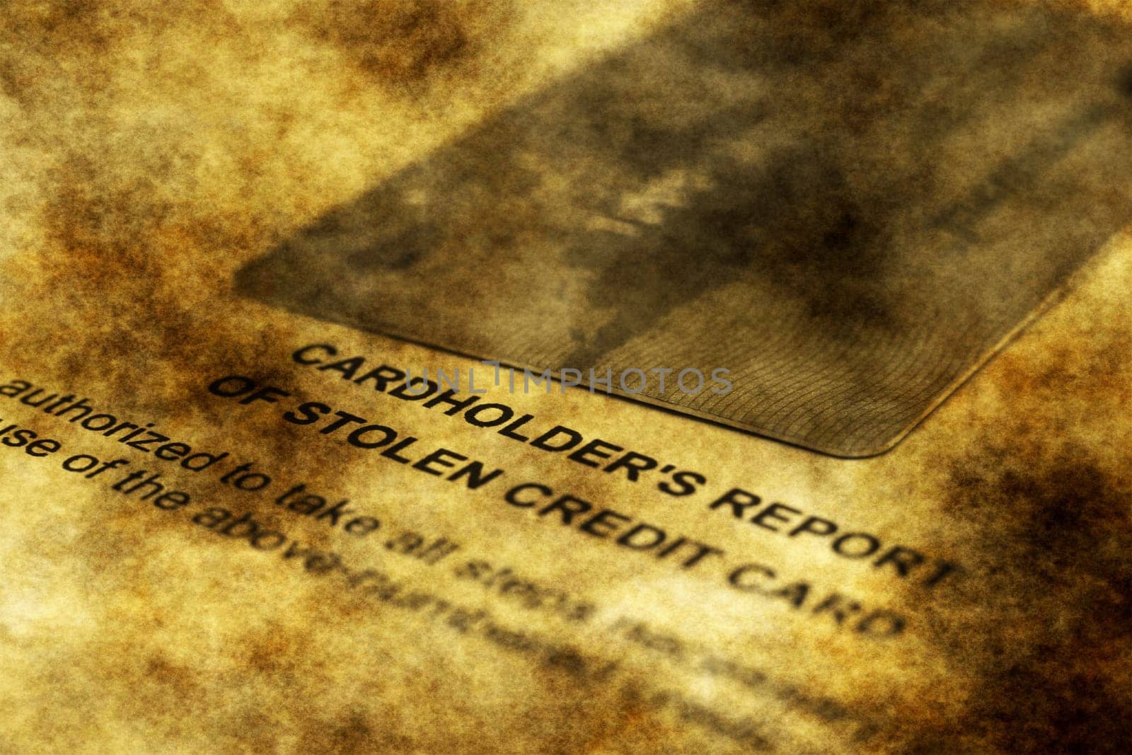 Stolen card report grunge concept