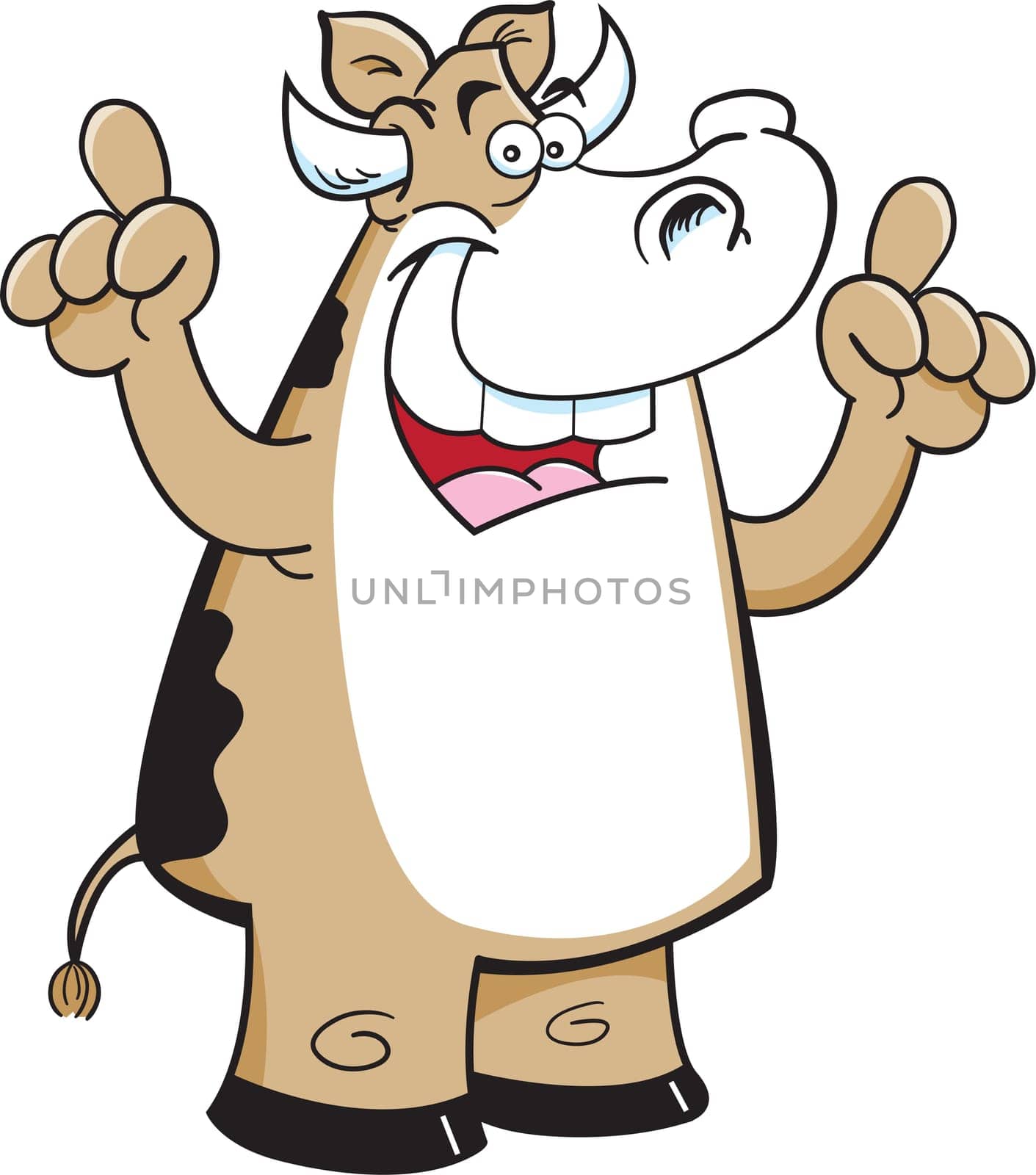 Cartoon illustration of a cow with an idea.