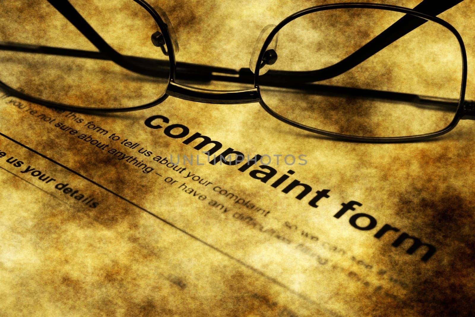 Complaint form grunge concept