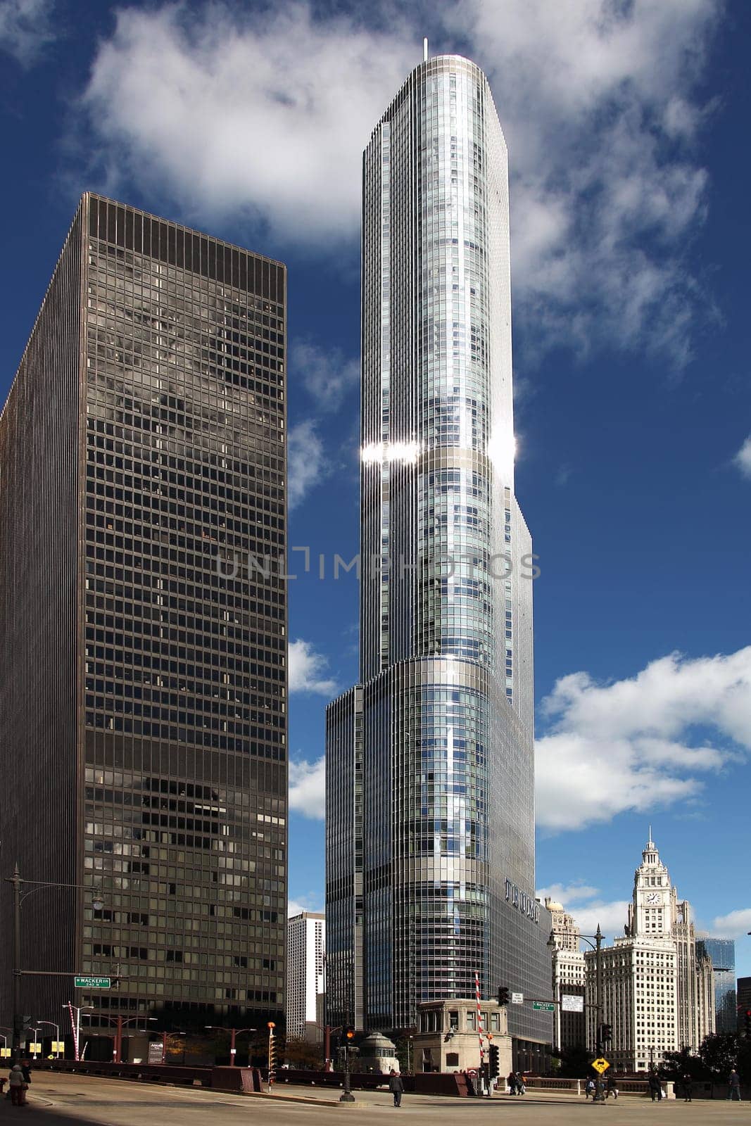 CHICAGO, ILLINOIS/USA-OCTOBER 16 2015: Trump Tower and Hotel Chicago on October 16 2015, Chicago, Illinois
