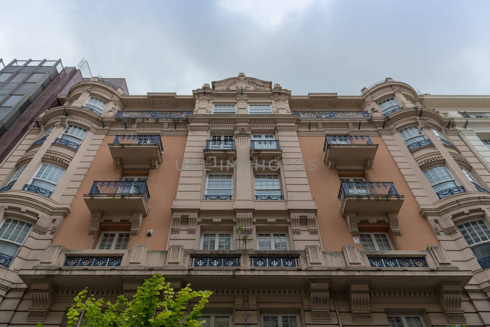 view of a building facade in the center of Bilbao, Spain