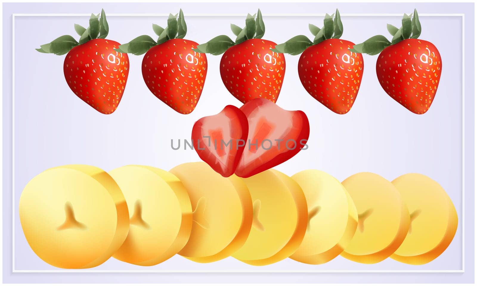 digital textile design of different fruits on abstract background
