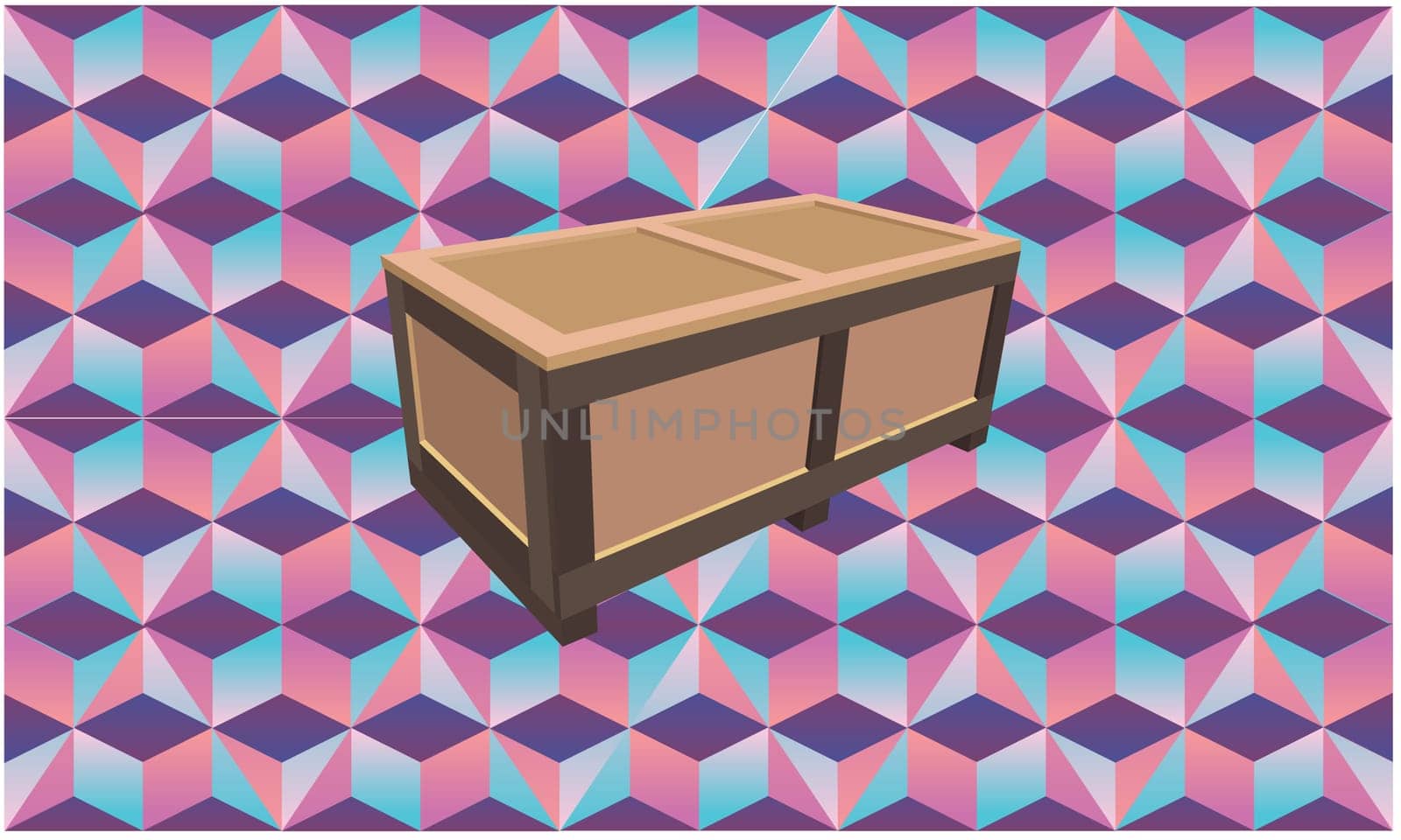 mystery box in art background, brown jackpot, abstract design
