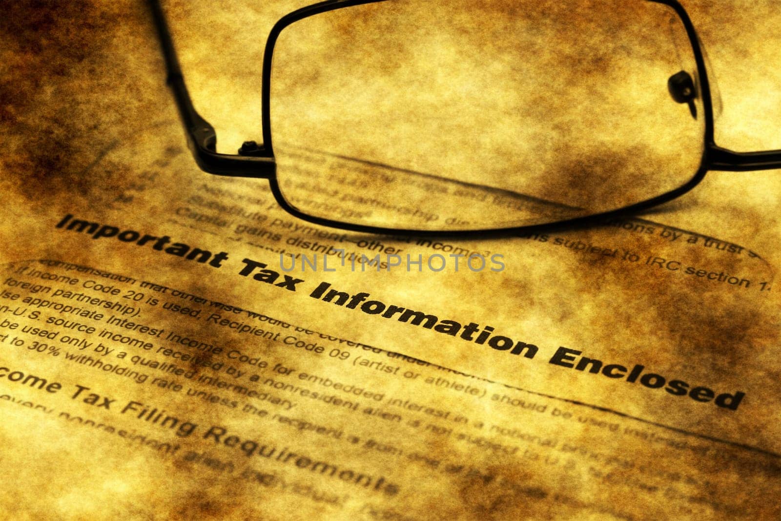 Tax information letter grunge concept