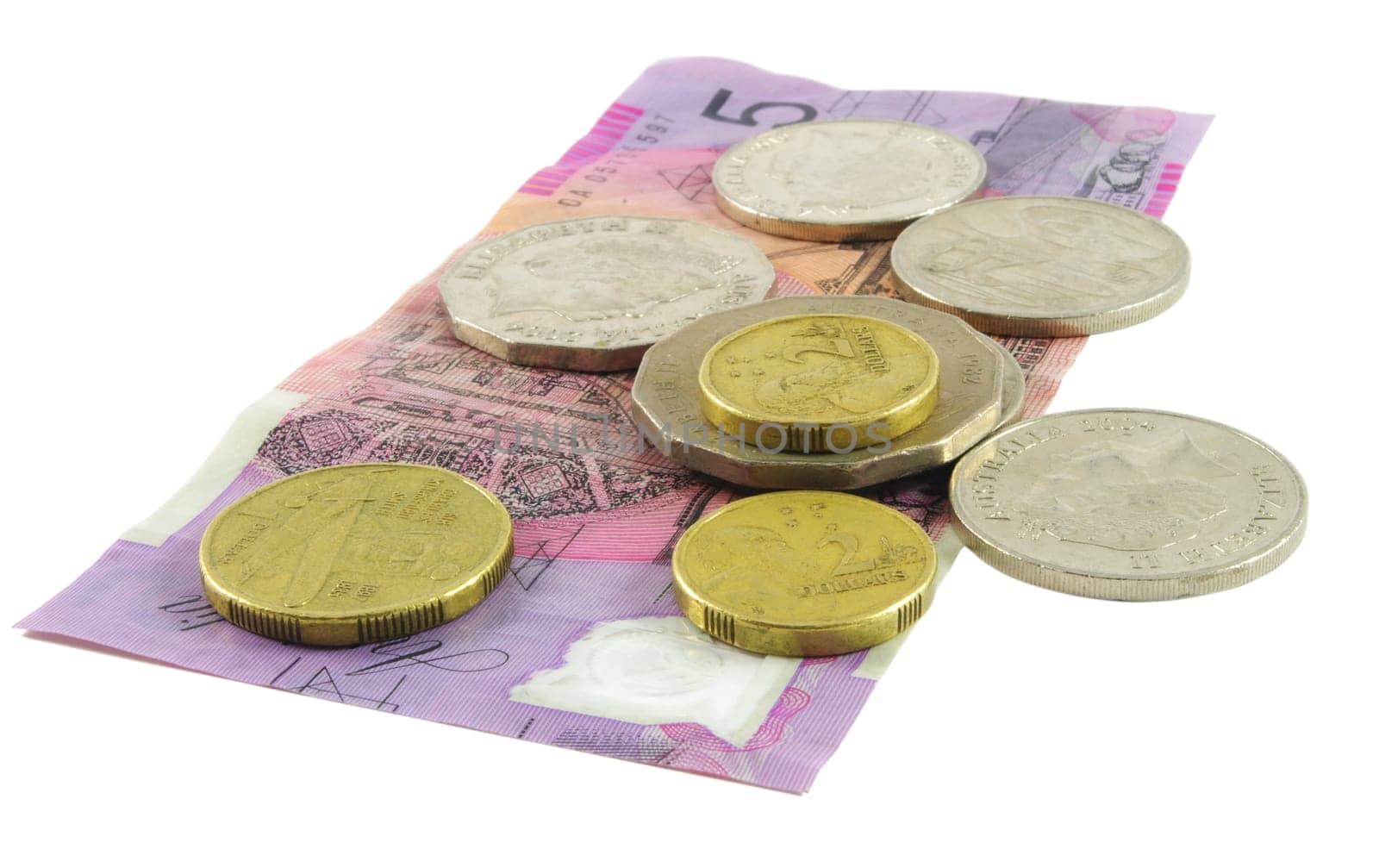 Australian cash over white surface