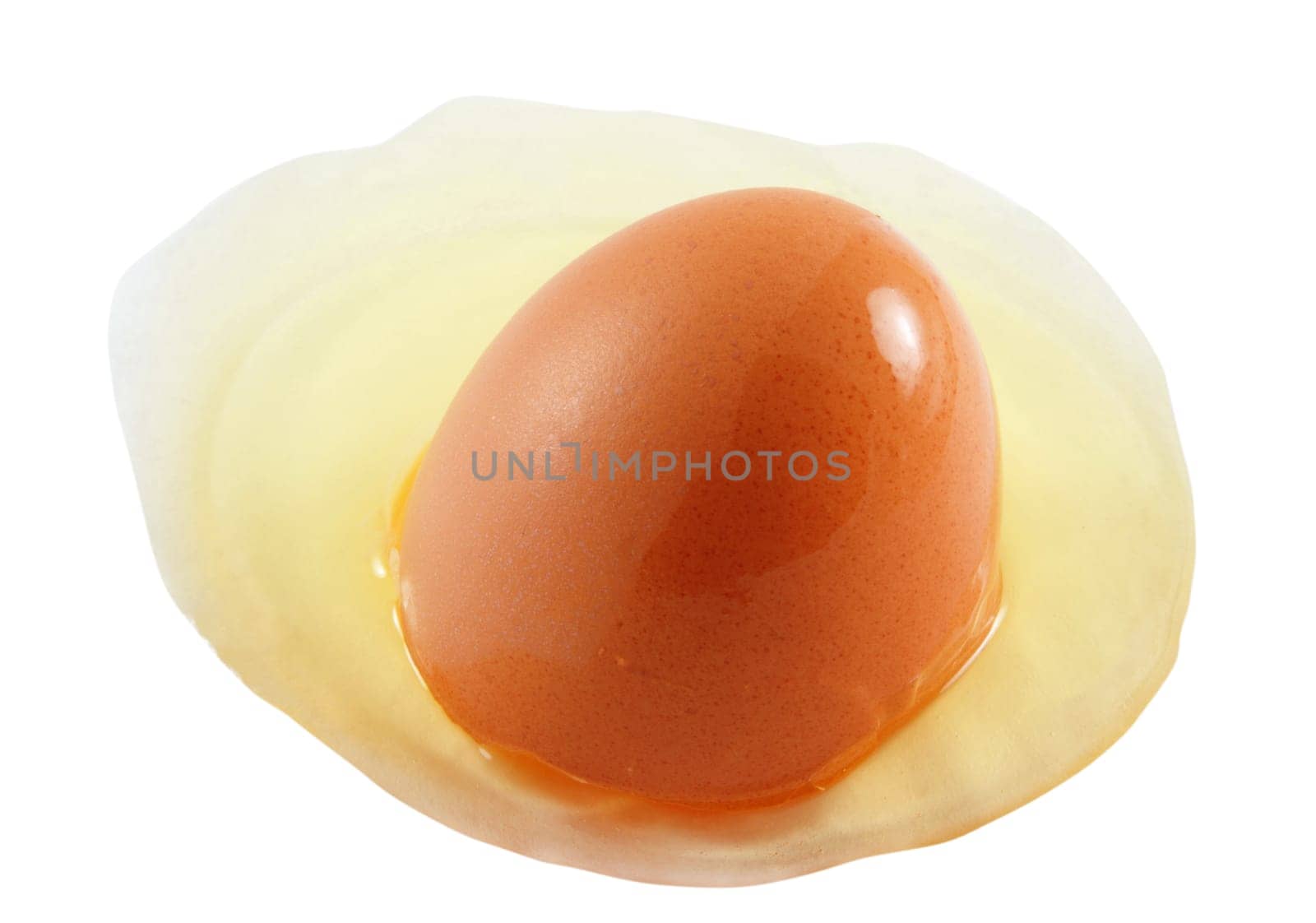 broken egg closeup over white background