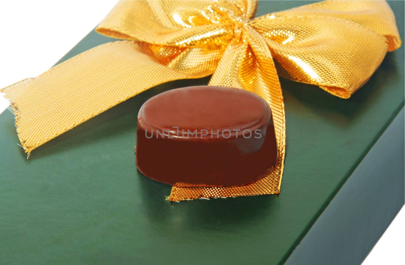 gift chocolate candy on green box