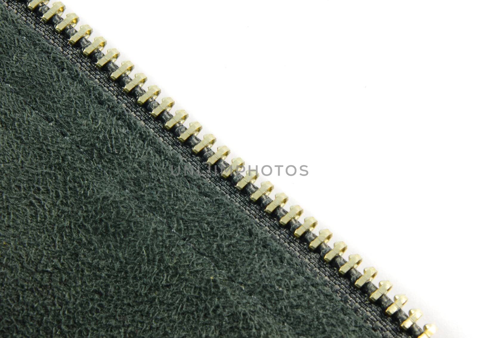 zipper closeup on grey cloth