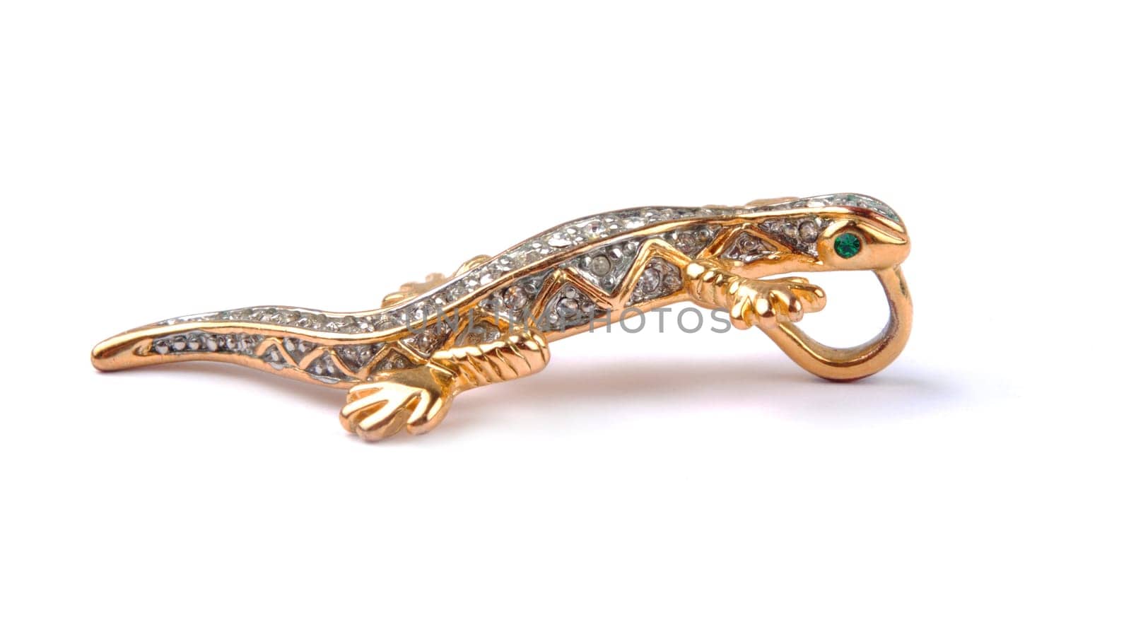 closeup of jewelry in shape of lizard