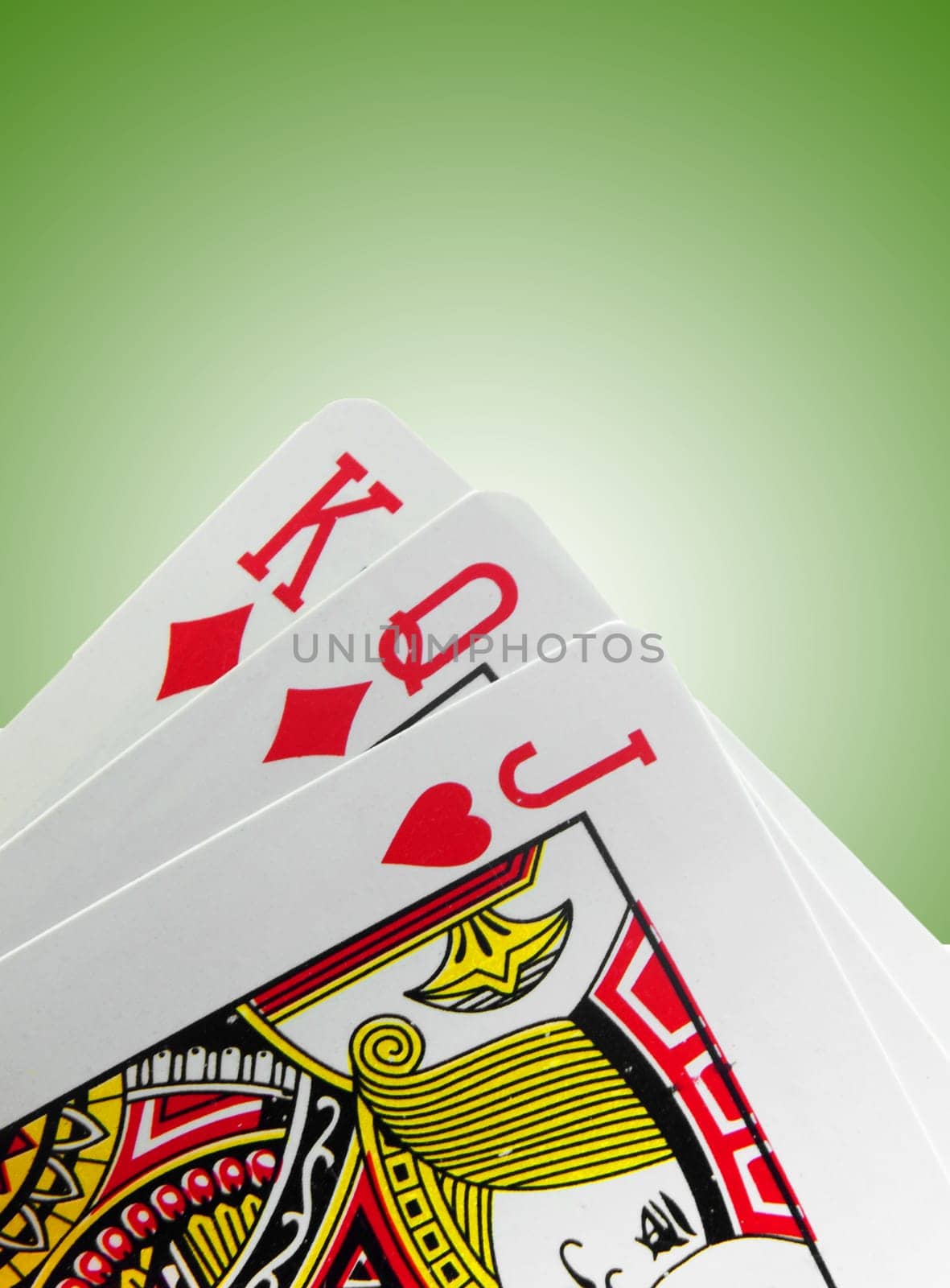 playing cards on green background