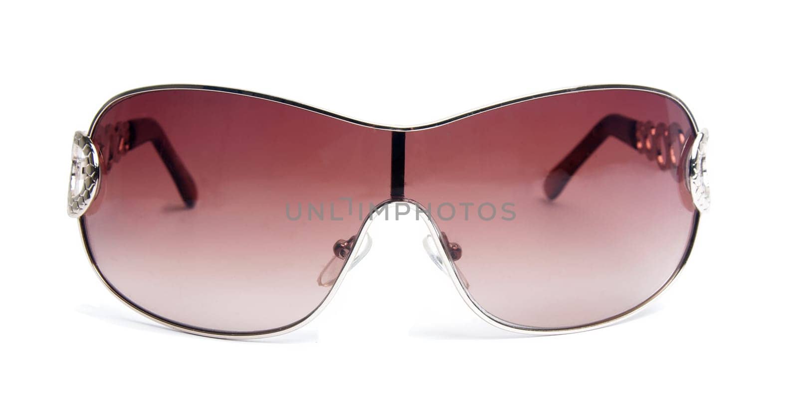elegant female sunglasses on white