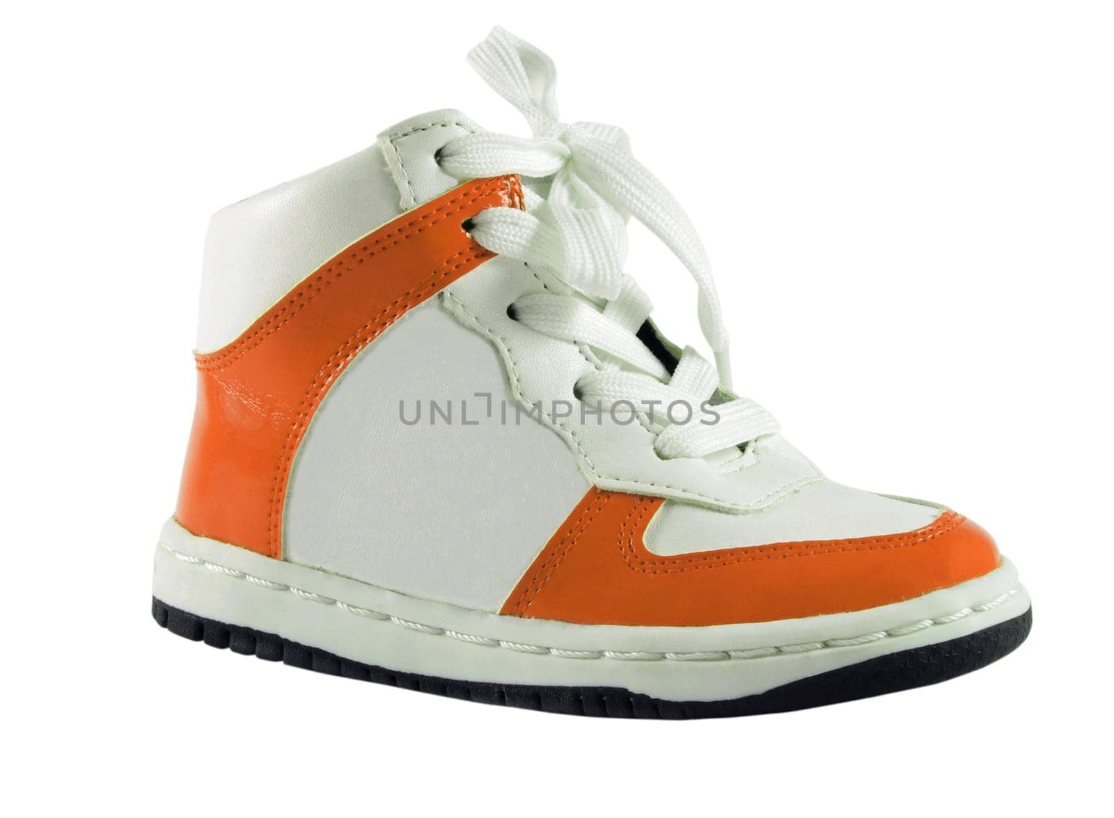 closeup of colorful child shoe on white