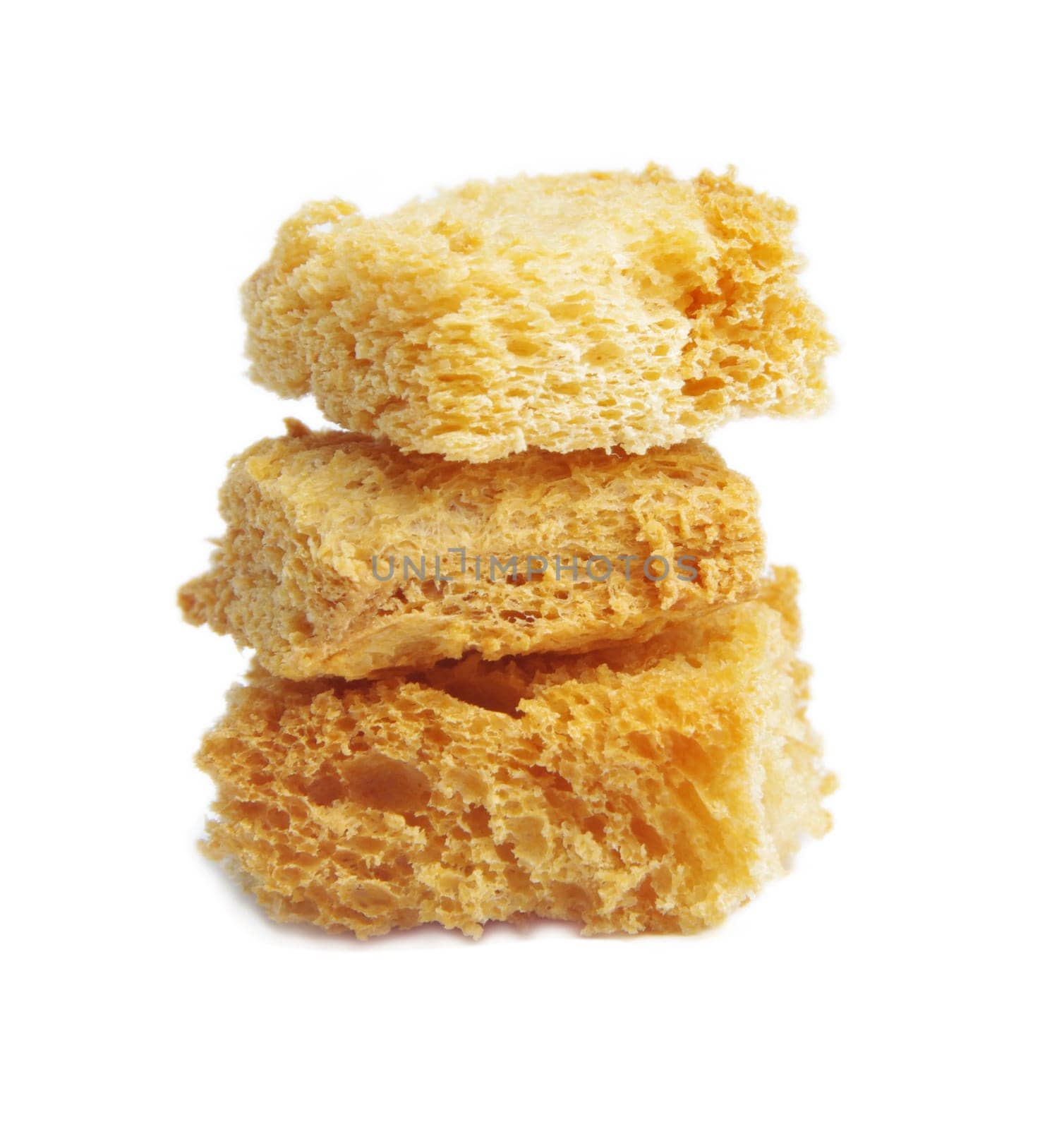 small bread crackers isolated on white