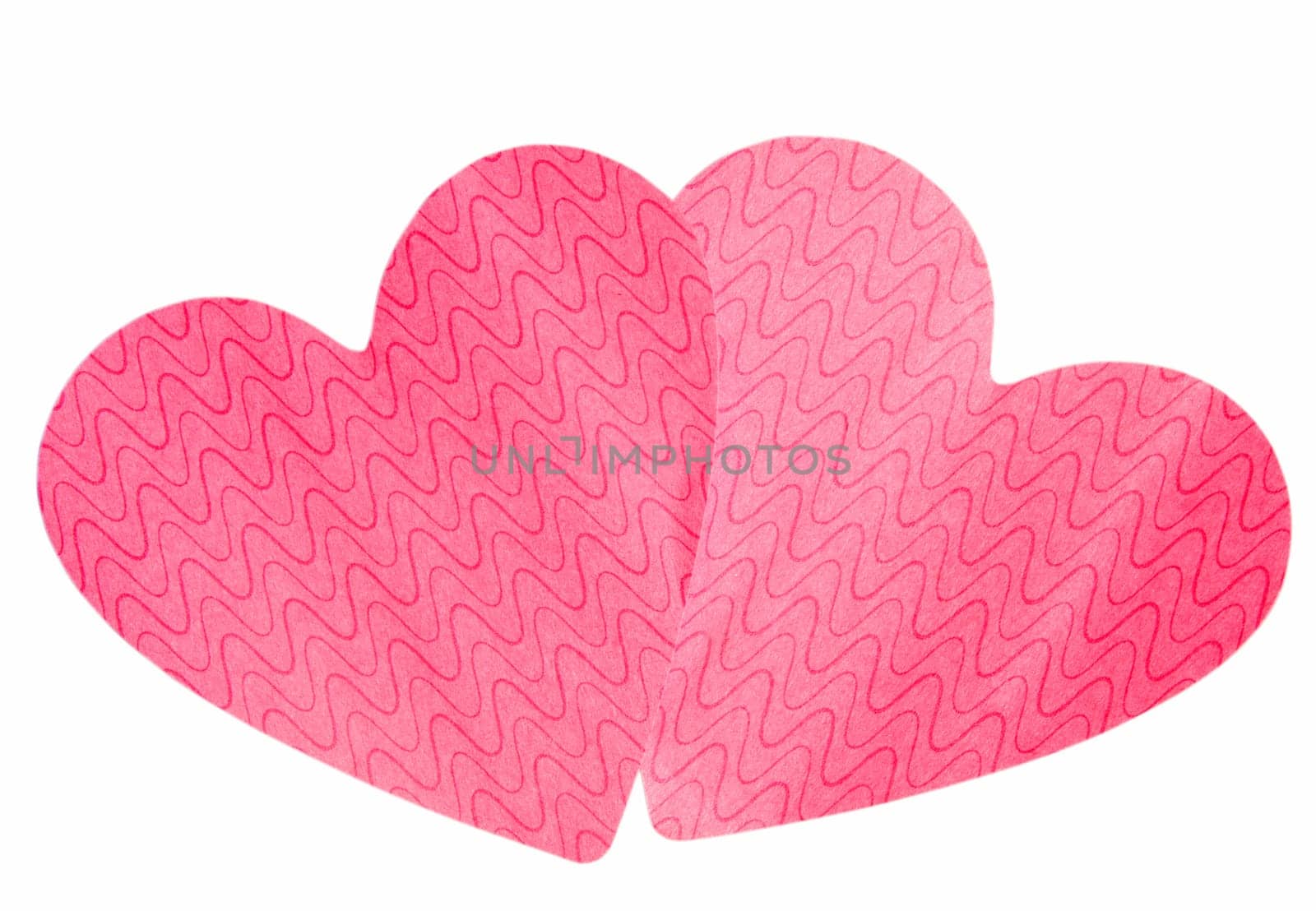 two paper hearts isolated over white