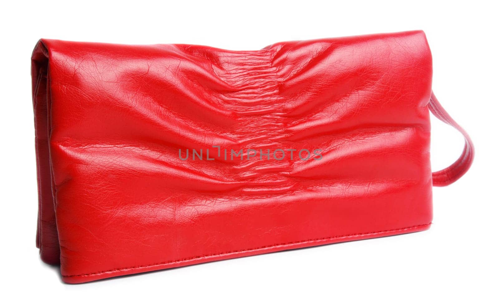 red female handbag over white