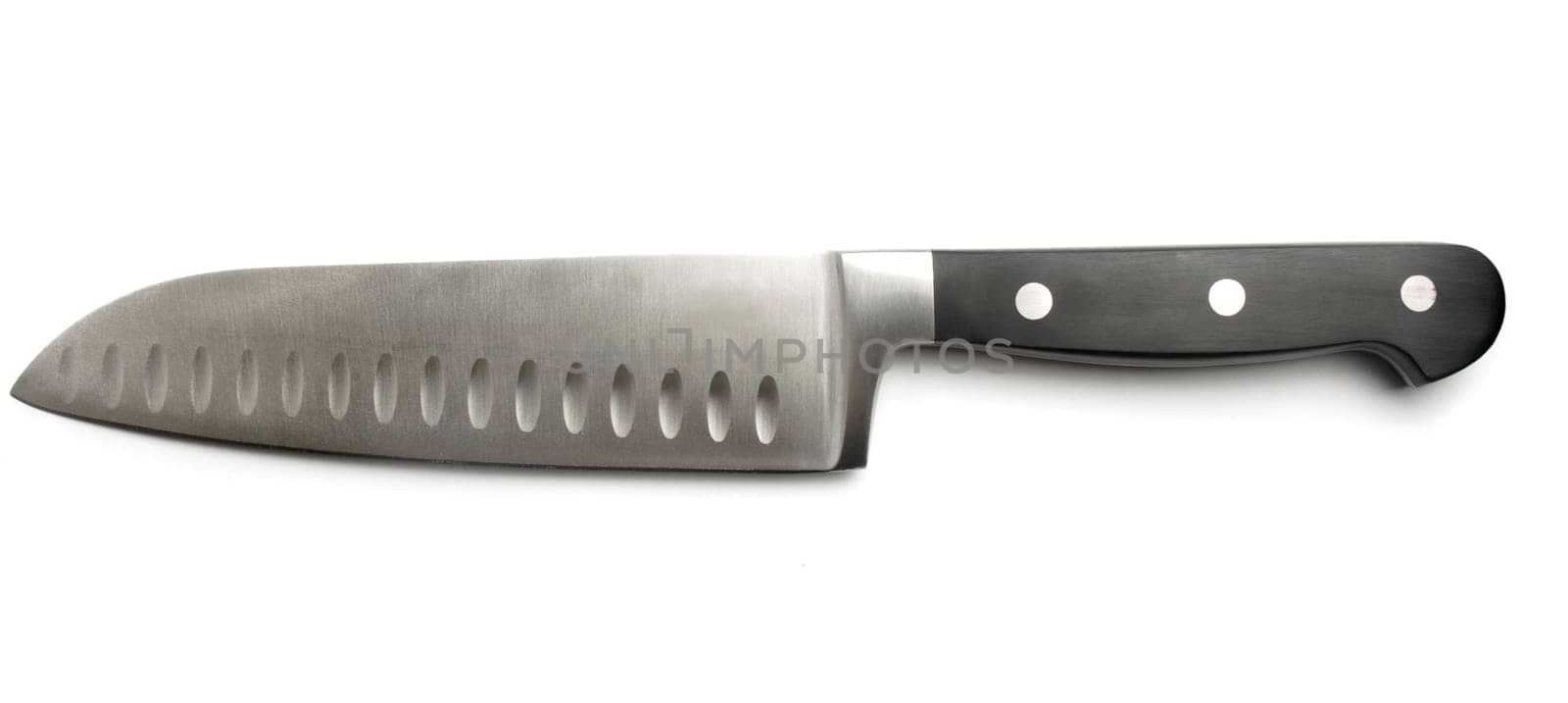 black kitchen knife isolated on white