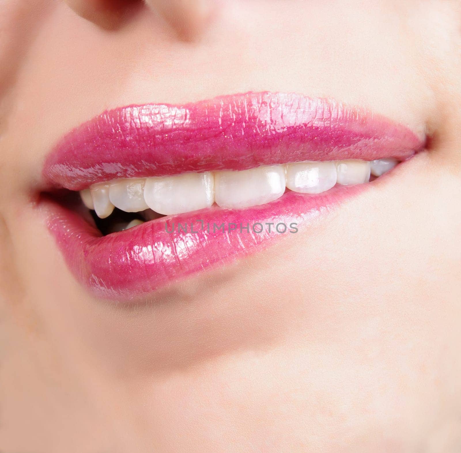 closeup of bright red lips