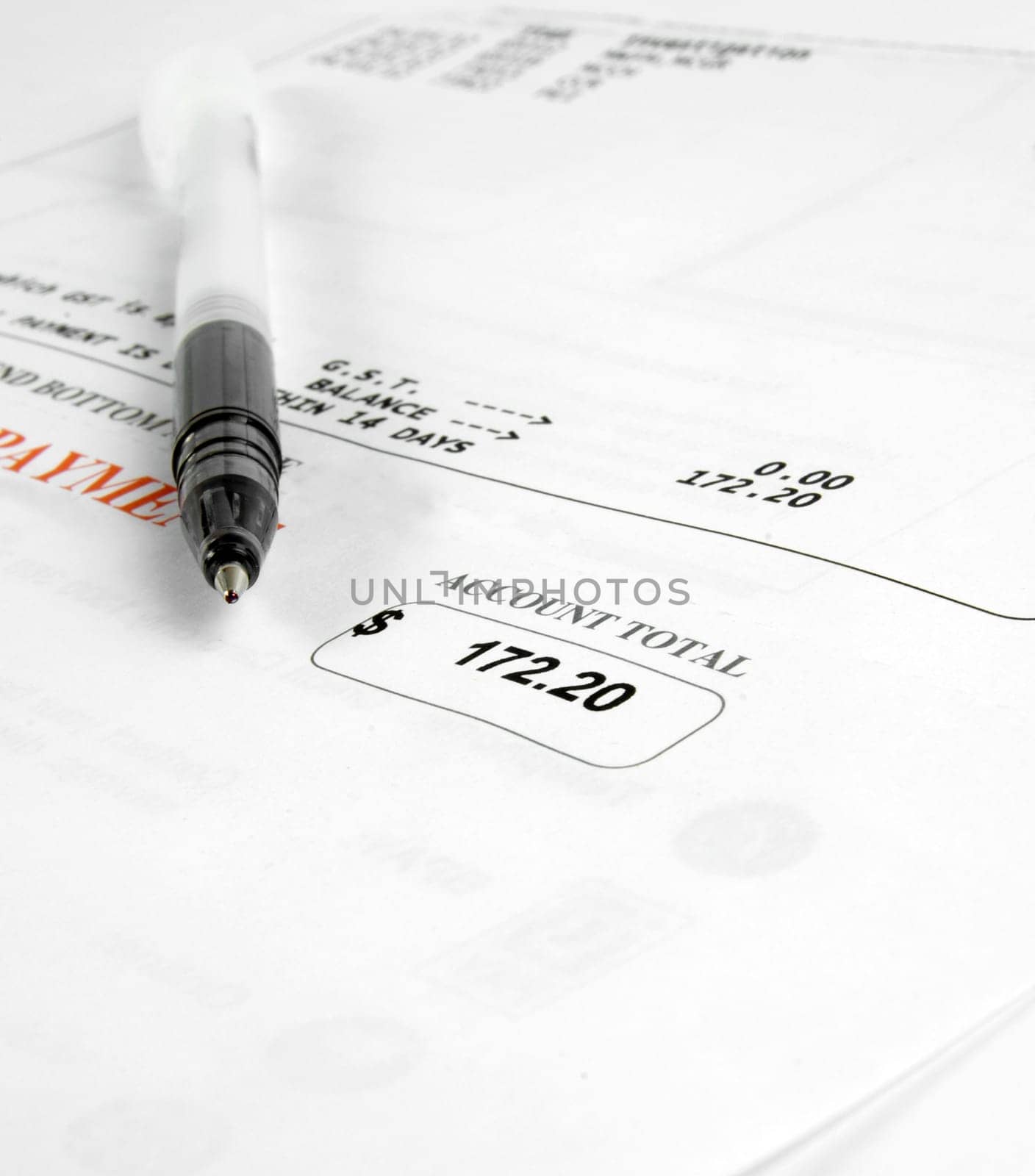 closeup of the bill and pen