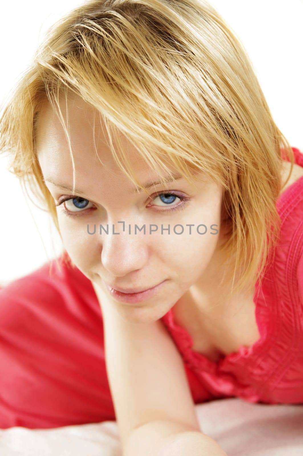 beautiful girl  sitting on bed