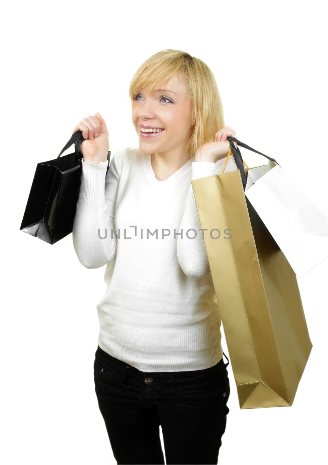 young woman with shopping bags