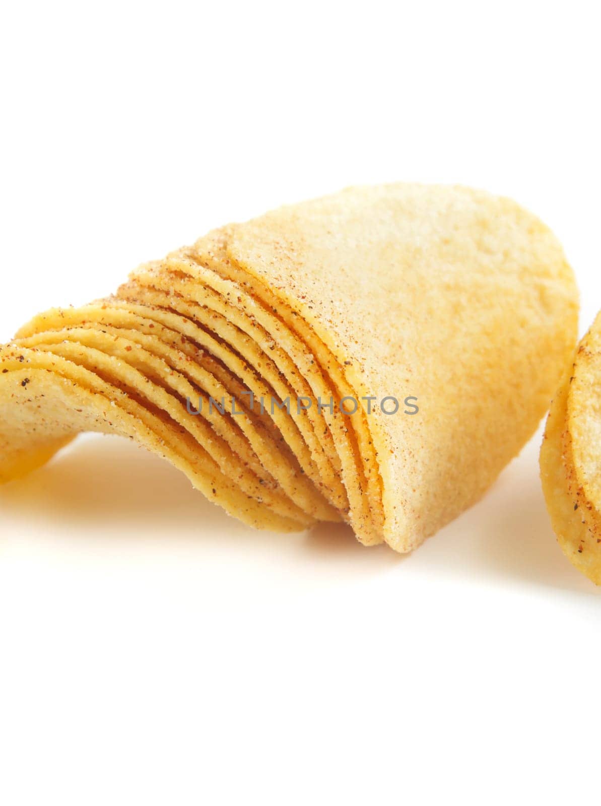 potato crisps on the white surface