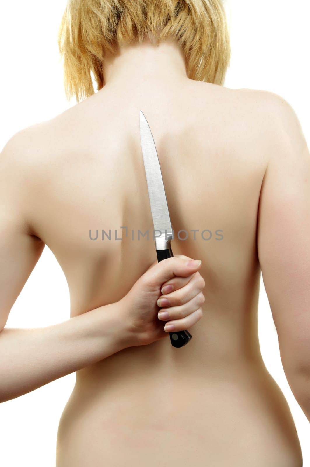 bare woman back with knife