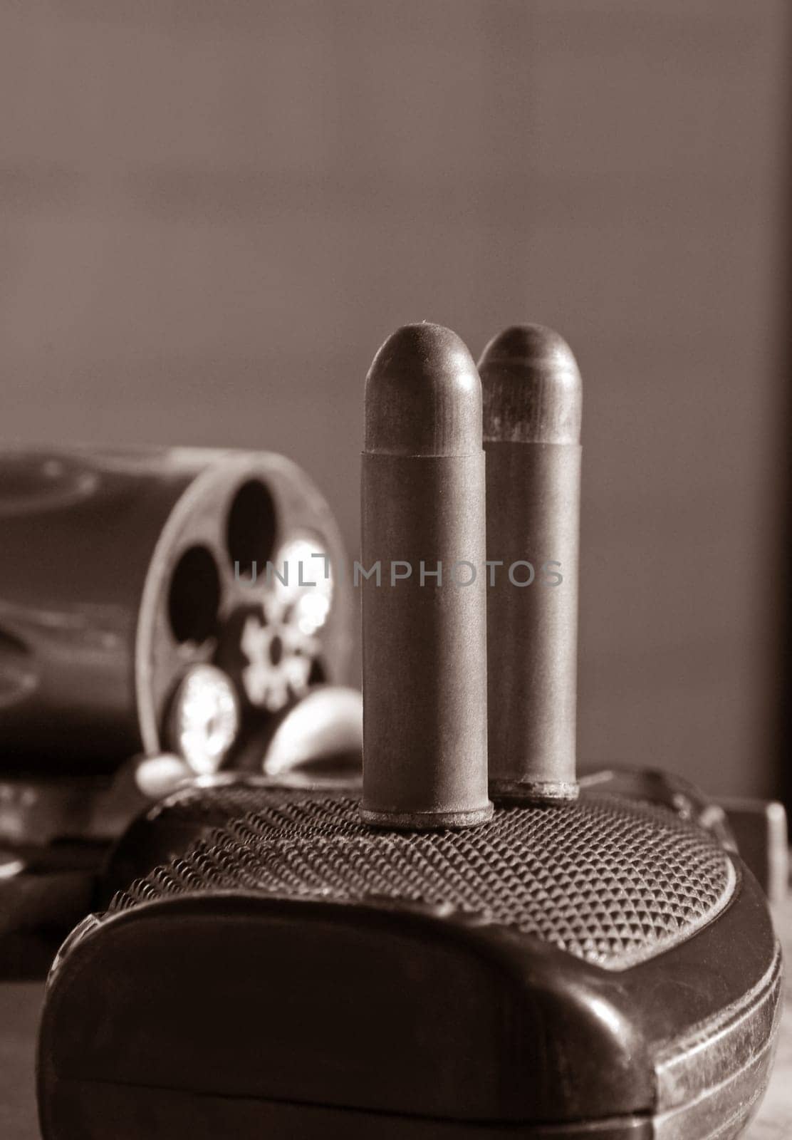 old rusty bullets on the revolver