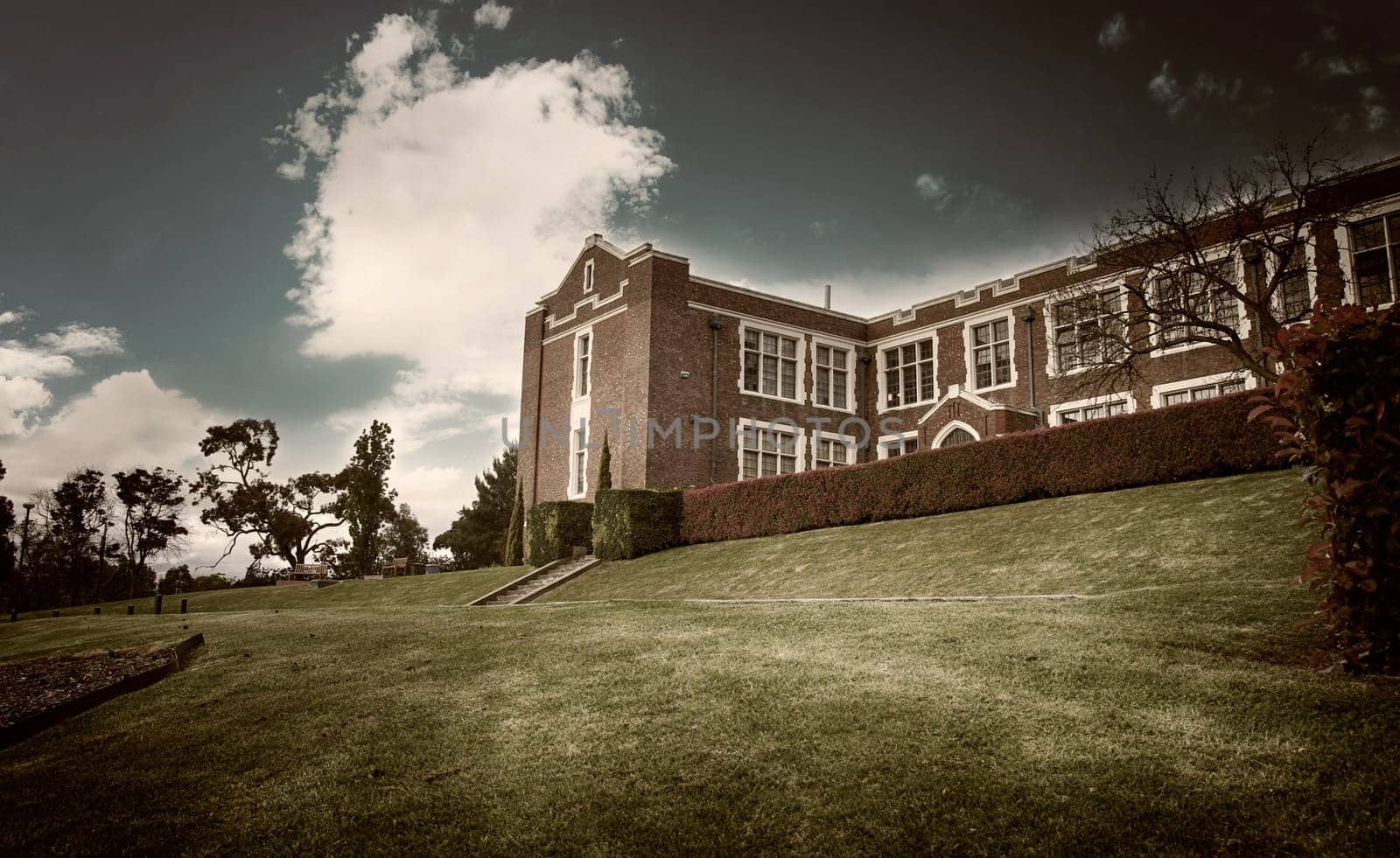 antique high school in Melbourne Australia.Hdr shot.selective color