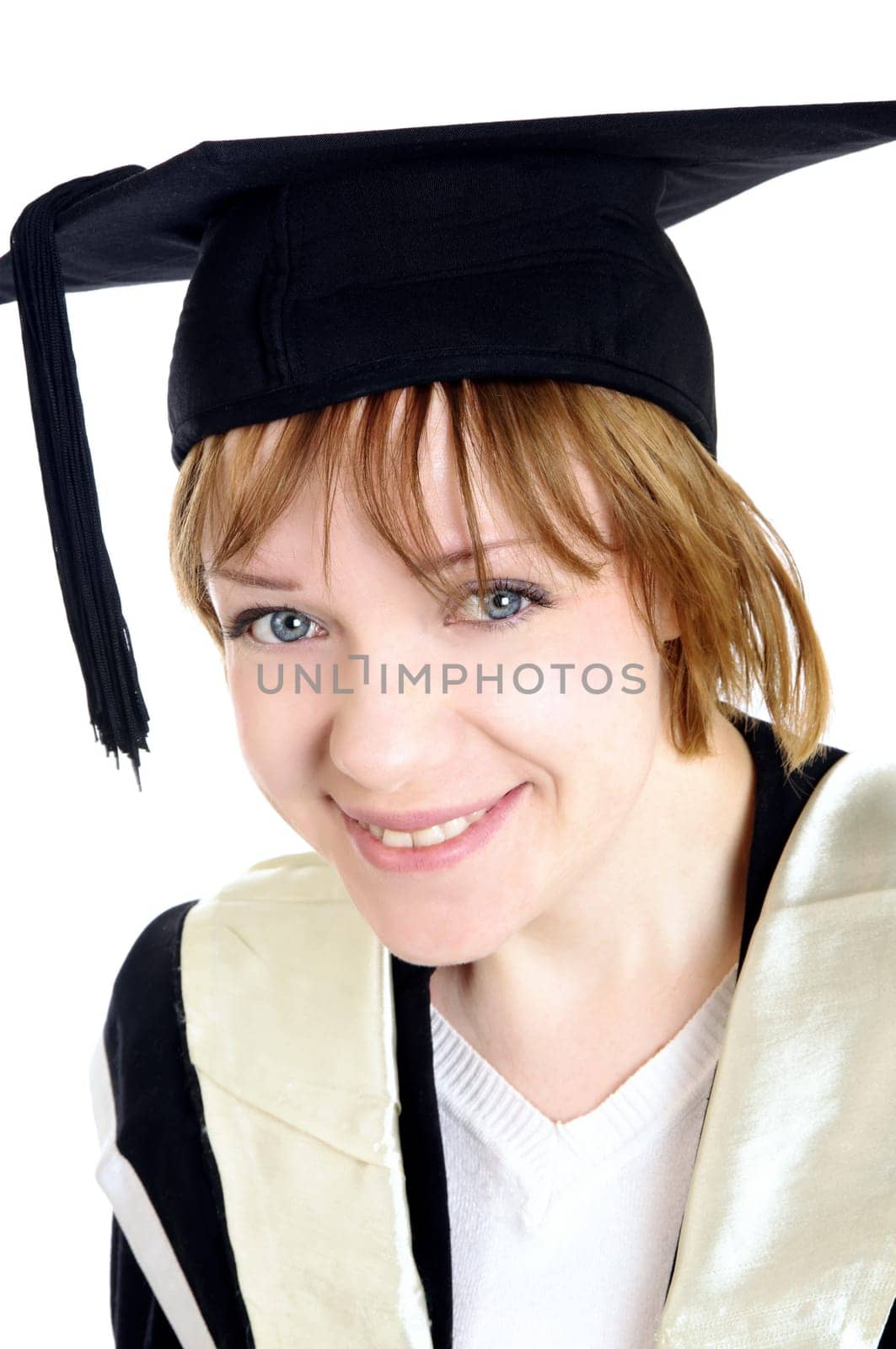 graduated girl with hat closeup