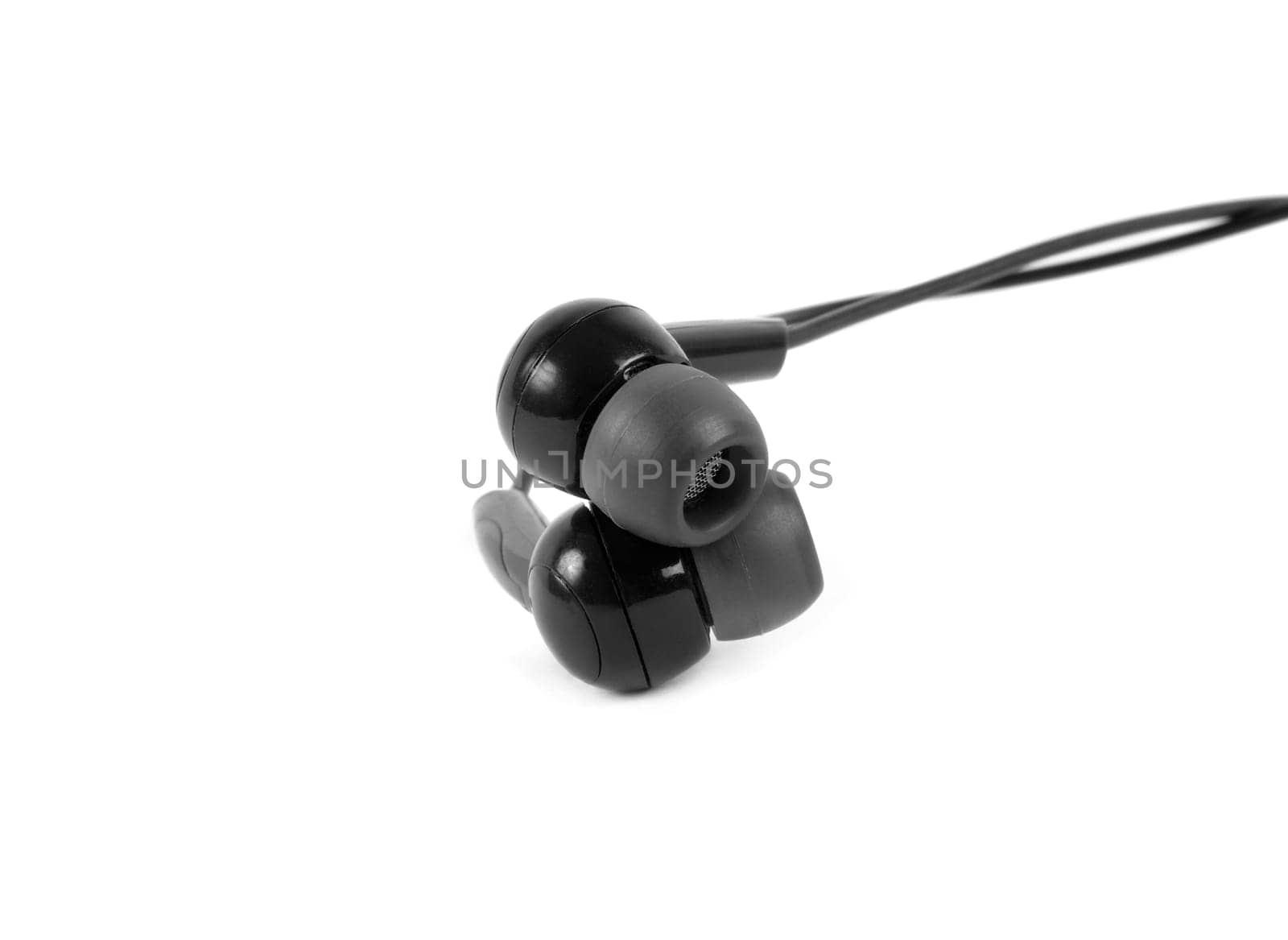 earphones closeup over the white surface