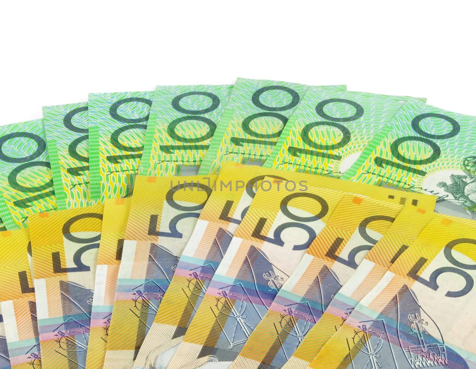 australian  money banknotes on white surface